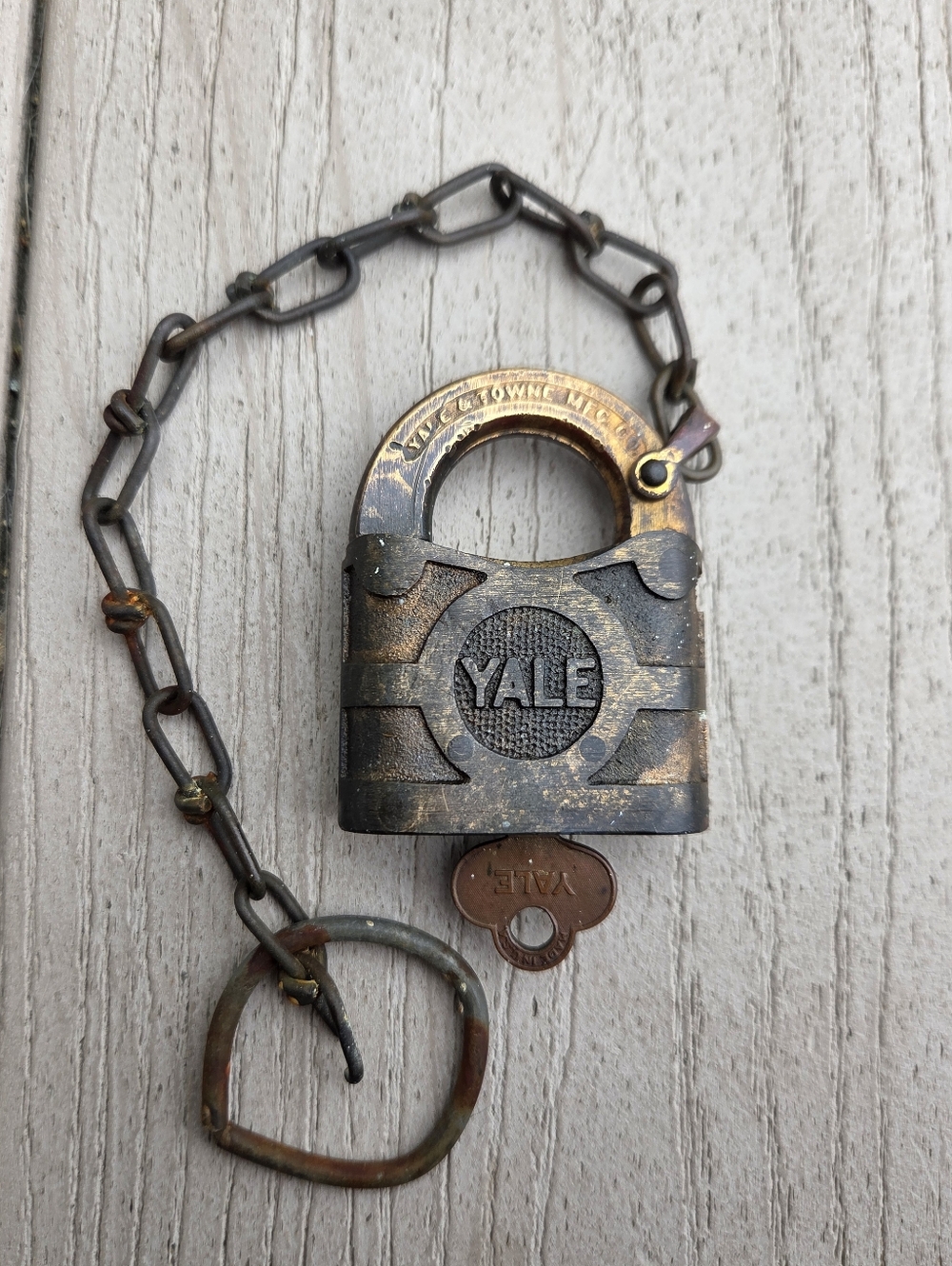 Antique Yale & Towne Brass "Railroad Style" Padlock